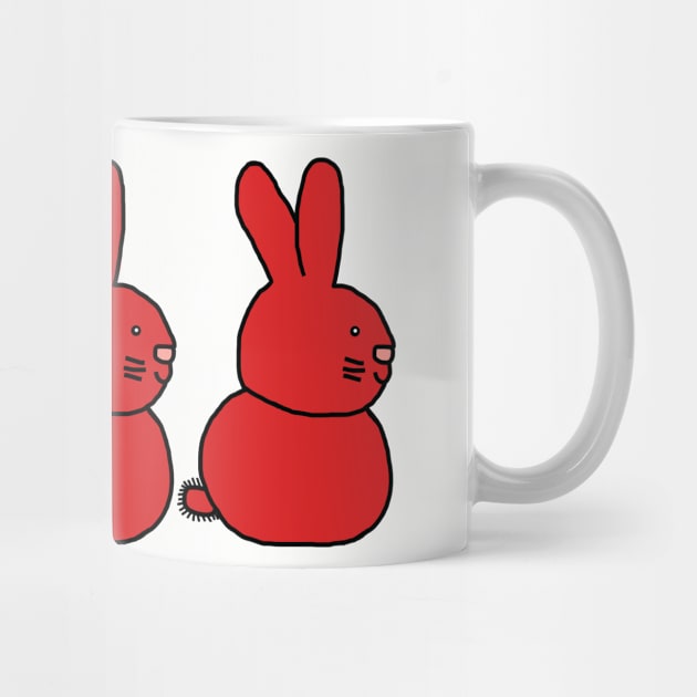 Three Red Easter Bunnies by ellenhenryart